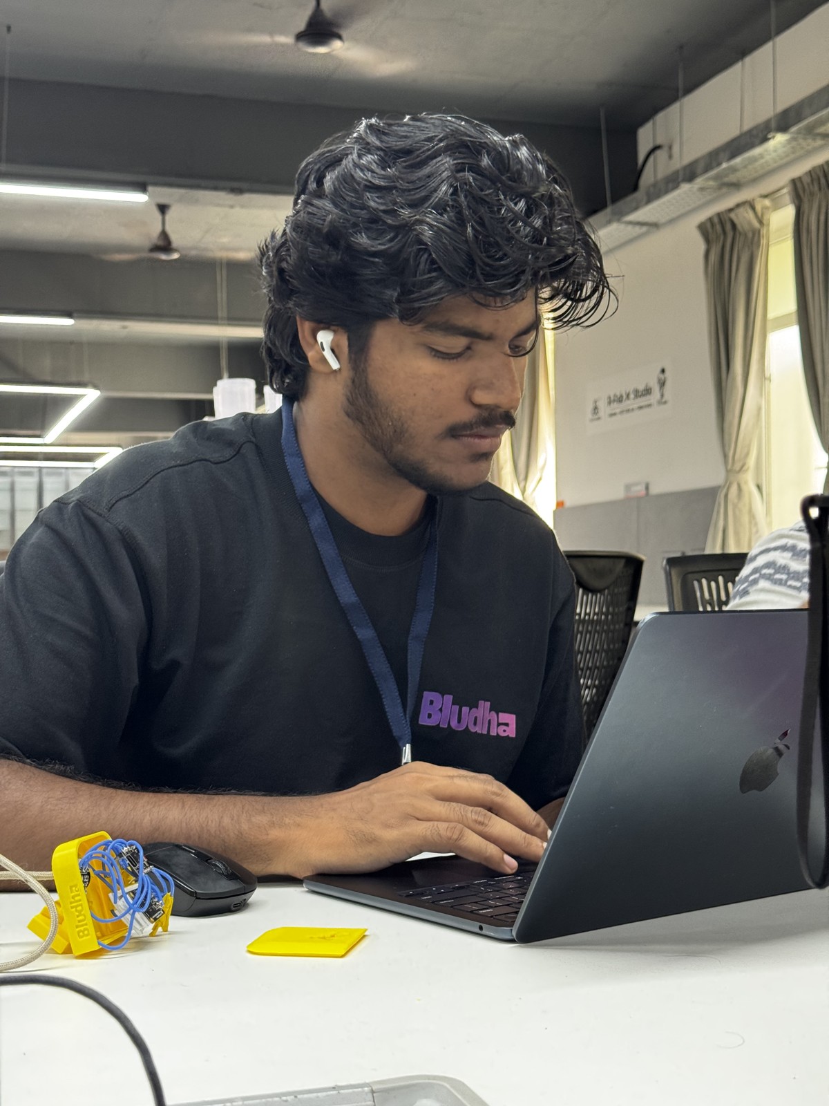 Muhammed Sameer working on a hardware project